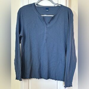 Old Navy Blue Henley Top XL